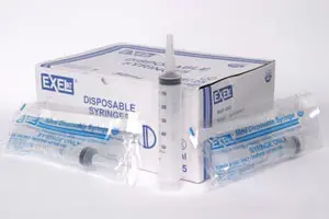 A package of sterile syringes on a white background.