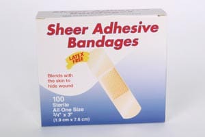 Sheer adhesive bandages.