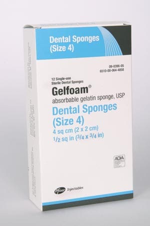 Gelfoam dental sponges size 4.