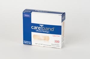 A box of carelband bandages on a white background.