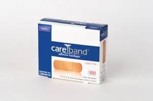 A box of careband bandages on a white background.