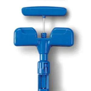 A blue plastic tool with two handles on it.