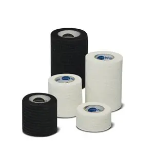 Four rolls of black and white tape on a white background.