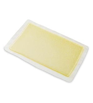 A yellow piece of plastic on a white background.