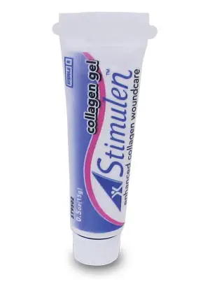 A tube of stimmen gel on a white background.