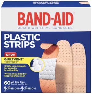 Johnson & johnson band aid plastic strips.