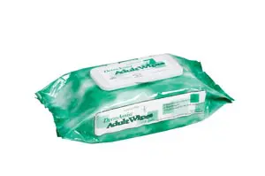 A pack of green wipes on a white background.