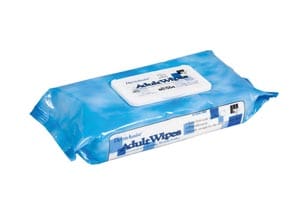 A pack of blue wipes on a white background.