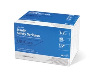 A box of intravenous syringes.