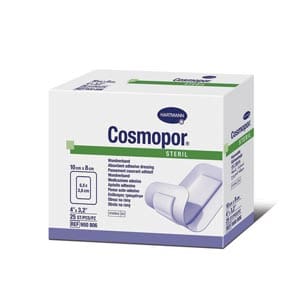 Cosmopor tape in a box on a white background.