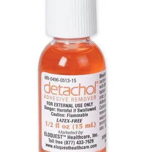 A bottle of detacho orange liquid on a white background.