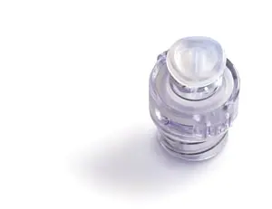 A clear plastic bottle on a white background.