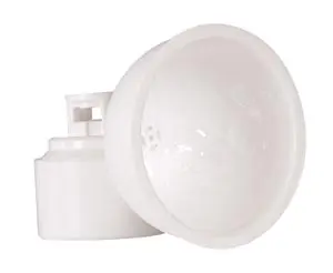 A white plastic light bulb on a white background.