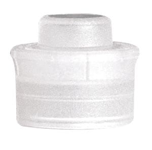 A white plastic cap on a white background.