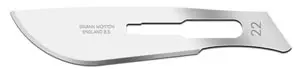 An image of a knife blade on a white background.