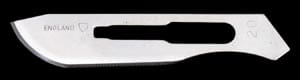 A knife blade on a black background.