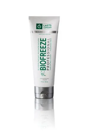 A tube of biofreeze cream on a white background.