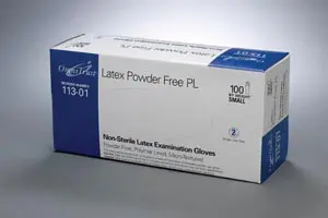 A box of latex powder free gloves.