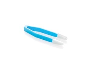 A pair of blue and white toothpicks on a white surface.