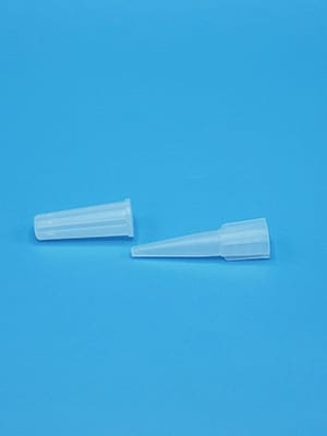 A pair of plastic tubes on a blue background.