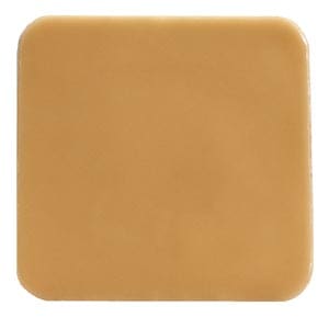 A square piece of tan plastic on a white background.