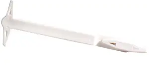 A white plastic handle on a white background.