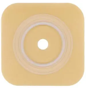 A beige square with a white circle on it.