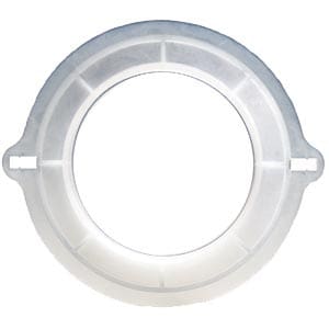 A white plastic ring on a white background.