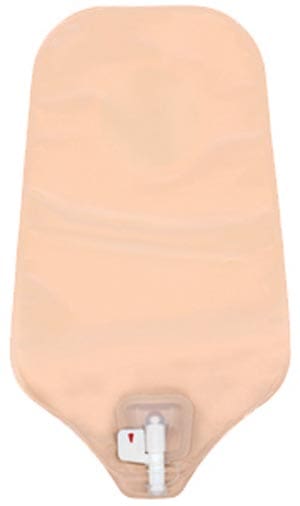 A beige plastic bag with a pump attached to it.