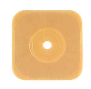 A square piece of plastic with a hole in it.