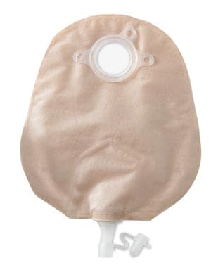 A beige nebulizer bag with a hole in the middle.