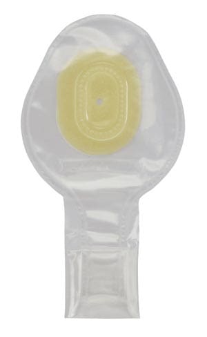 A clear plastic pouch with a yellow lid.