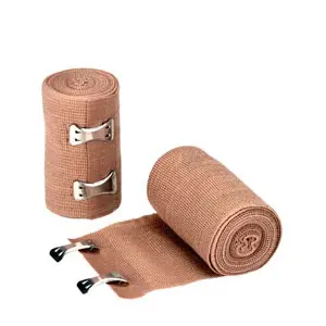 A pair of brown bandages on a white background.