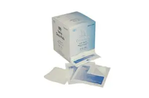 A box of sterile wipes on a white surface.