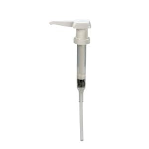 A white plastic pump with a black handle.