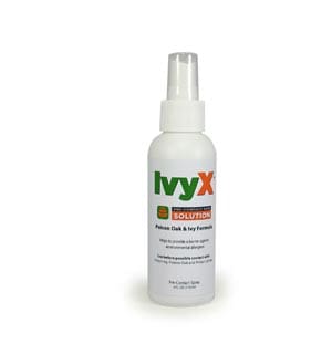 A bottle of ivyx deodorant spray on a white background.