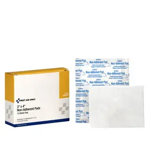 A package of sterile bandage pads and a box.