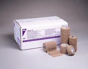 A box of tan bandages and a box of tan bandages.