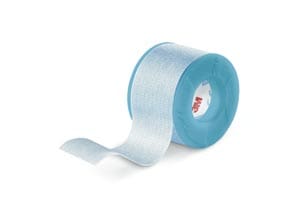 A roll of blue tape on a white background.