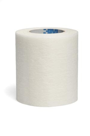 A roll of white tape on a white background.