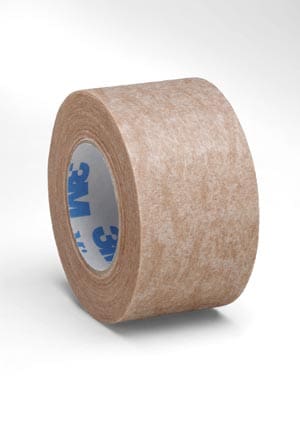 A roll of brown tape on a white background.