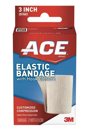 Ace elastic bandage with hook and loop closures.