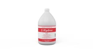 A bottle of hydrogen peroxide on a white background.