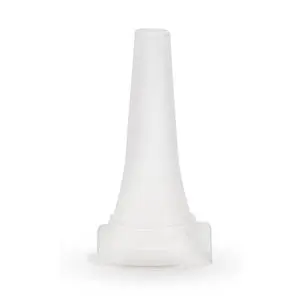 A white plastic cone on a white background.