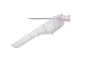 A plastic syringe with a needle attached to it.