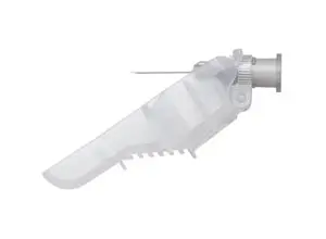 A plastic syringe on a white background.