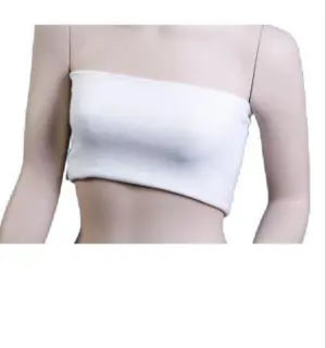 A mannequin wearing a white bandeau top.