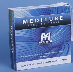 Meditube tubular gauze on a blue background.