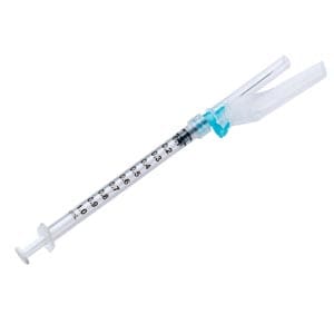 A syringe on a white background.