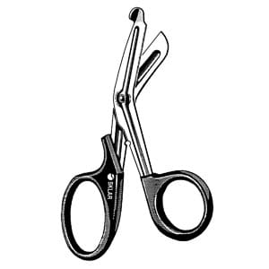 A pair of scissors on a white background.